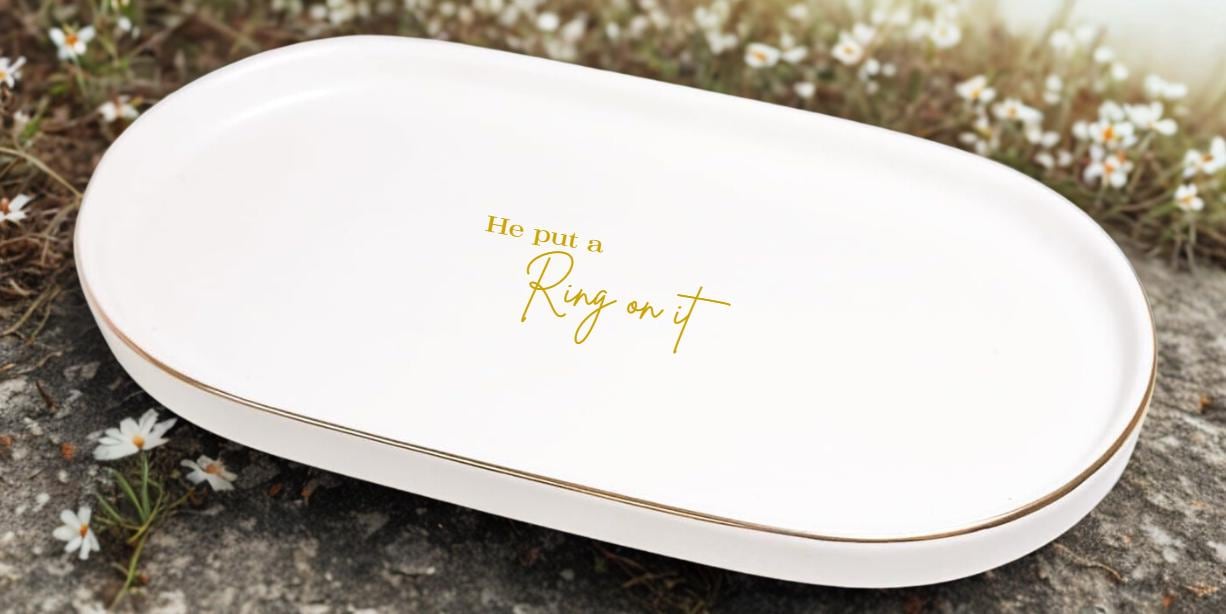 Personalized Ceramic Ring Dish – Wedding, Engagement Keepsake