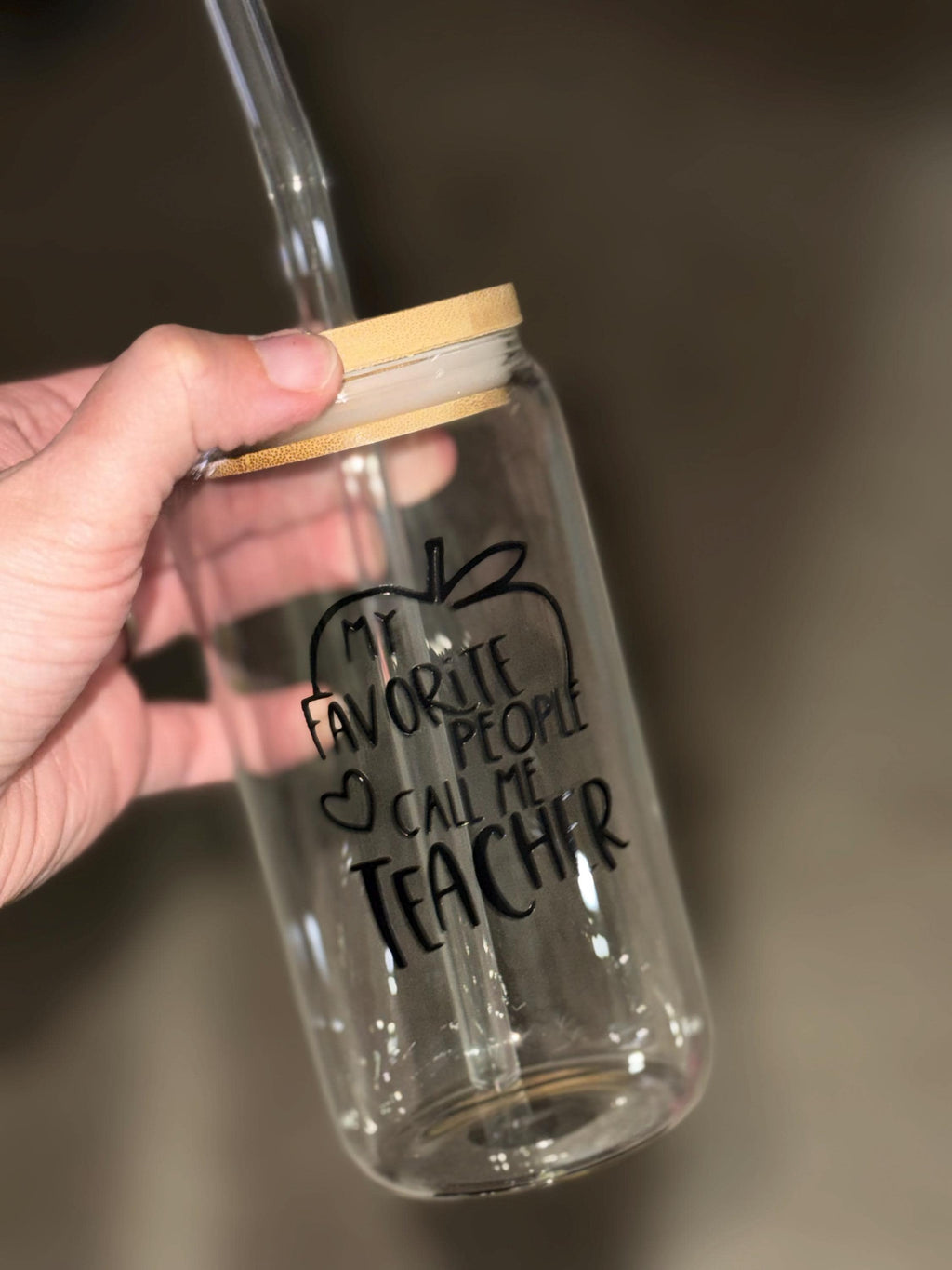Clear Glass Tumbler | Bamboo Lid + Glass Straw | Fun & Trendy Cup