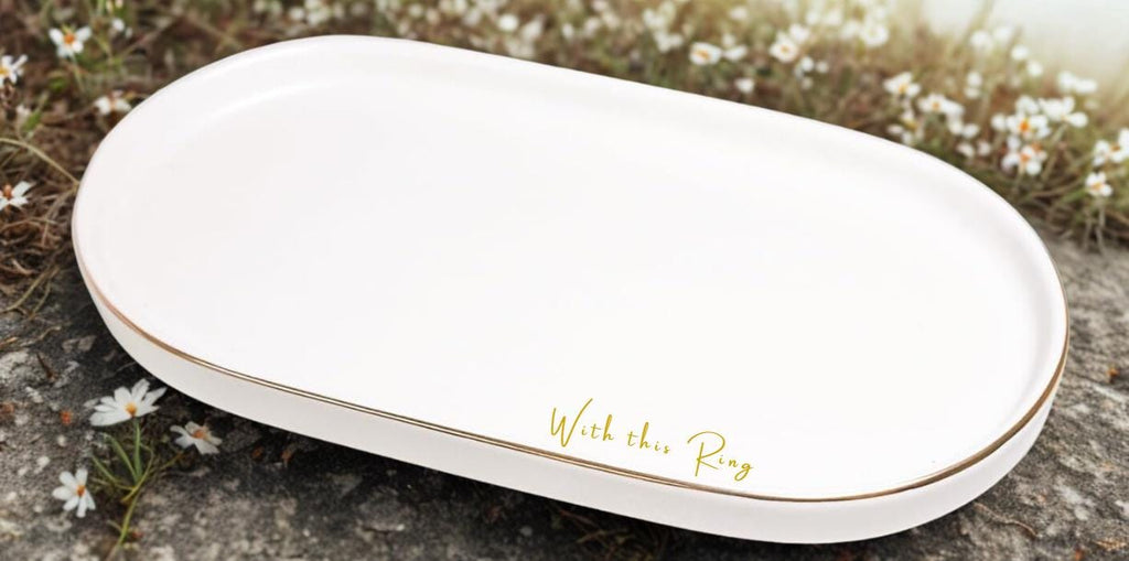 Personalized Ceramic Ring Dish – Wedding, Engagement Keepsake