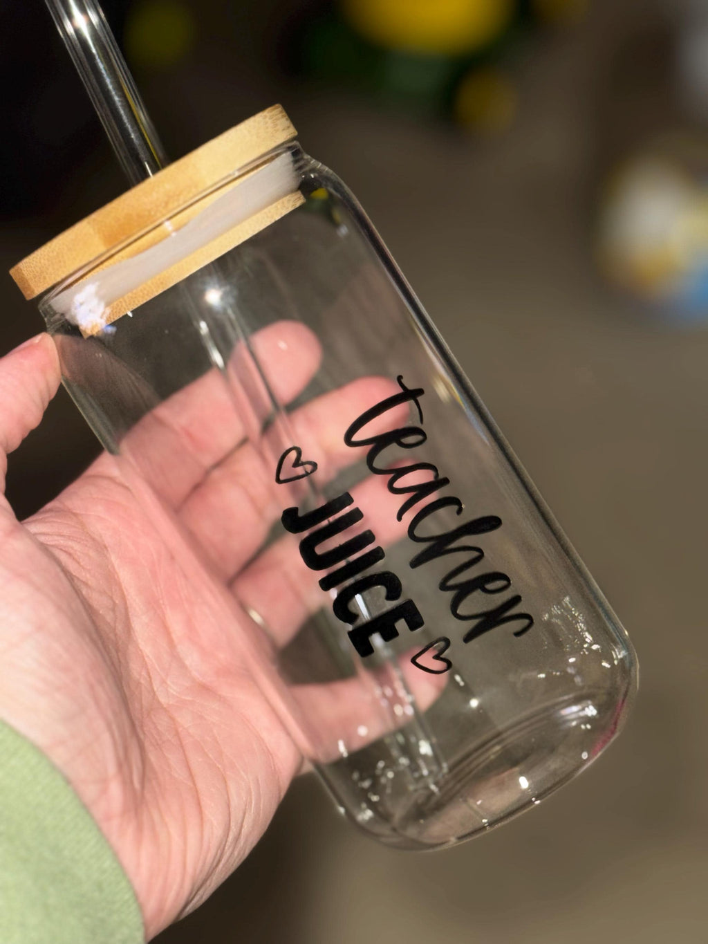 Clear Glass Tumbler | Bamboo Lid + Glass Straw | Fun & Trendy Cup